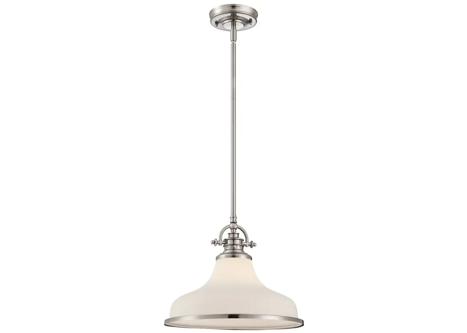 Quoizel Grant 13 1/2" Wide Nickel and White Dome Light Pendant