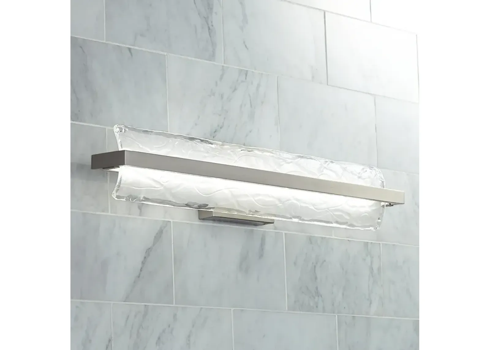 Quoizel Platinum Glacial 30" Wide Nickel - Glass Modern LED Bath Light