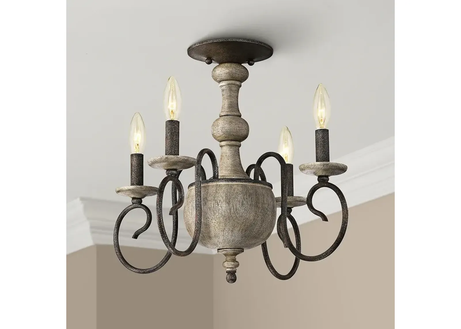 Quoizel Castile 18" Wide Rustic Black Ceiling Light