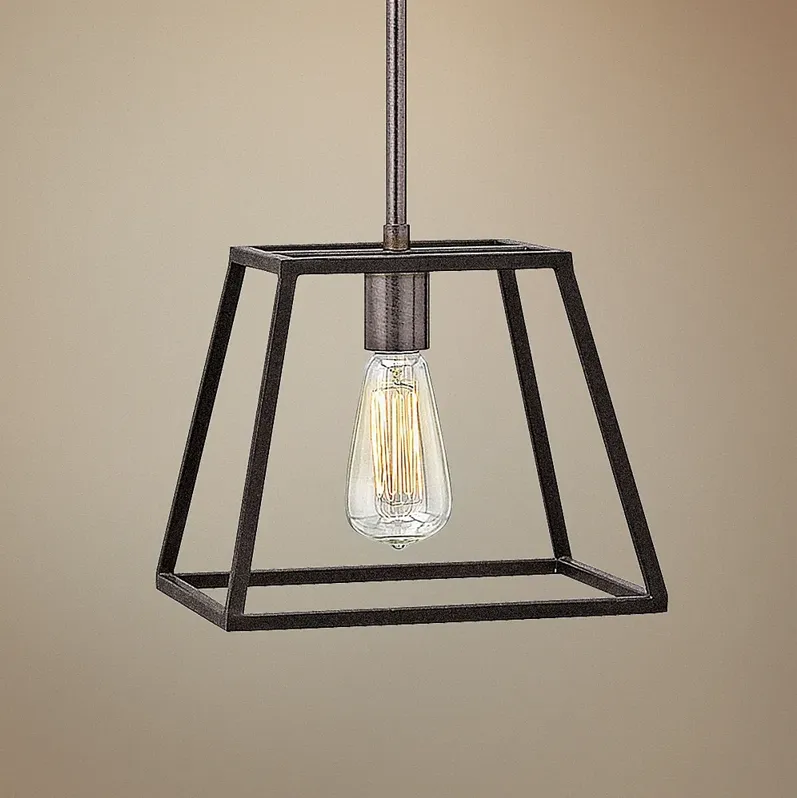 Hinkley Fulton 10" Wide Tapered Cage Aged Zinc Finish Mini Pendant