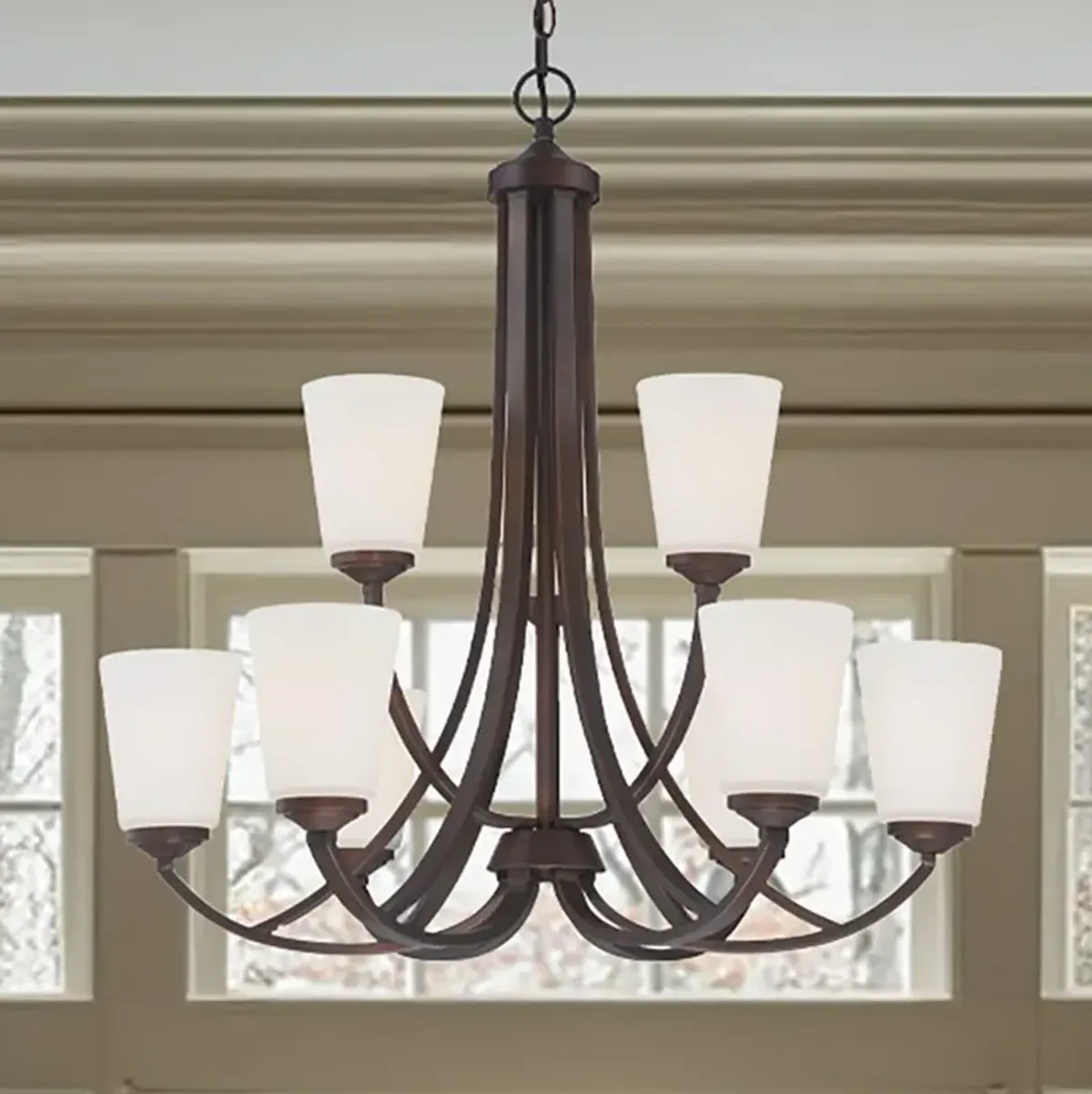 Overland Park 30" Wide Vintage Bronze 9-Light Chandelier