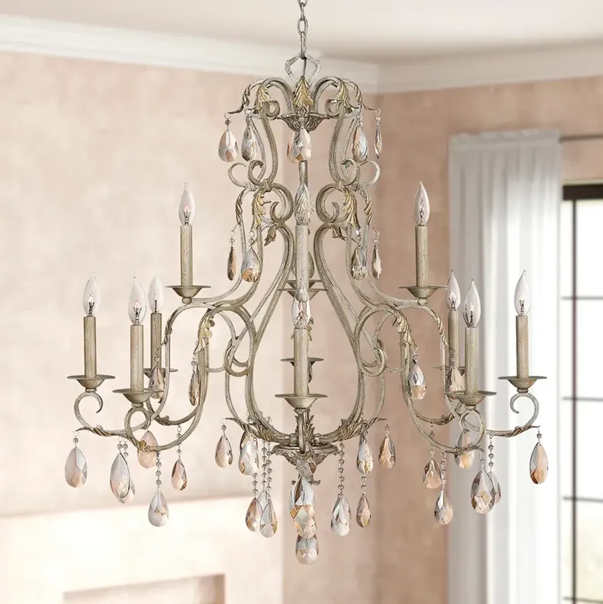 Hinkley Carlton 35" Wide Silver Leaf 12-Light Chandelier