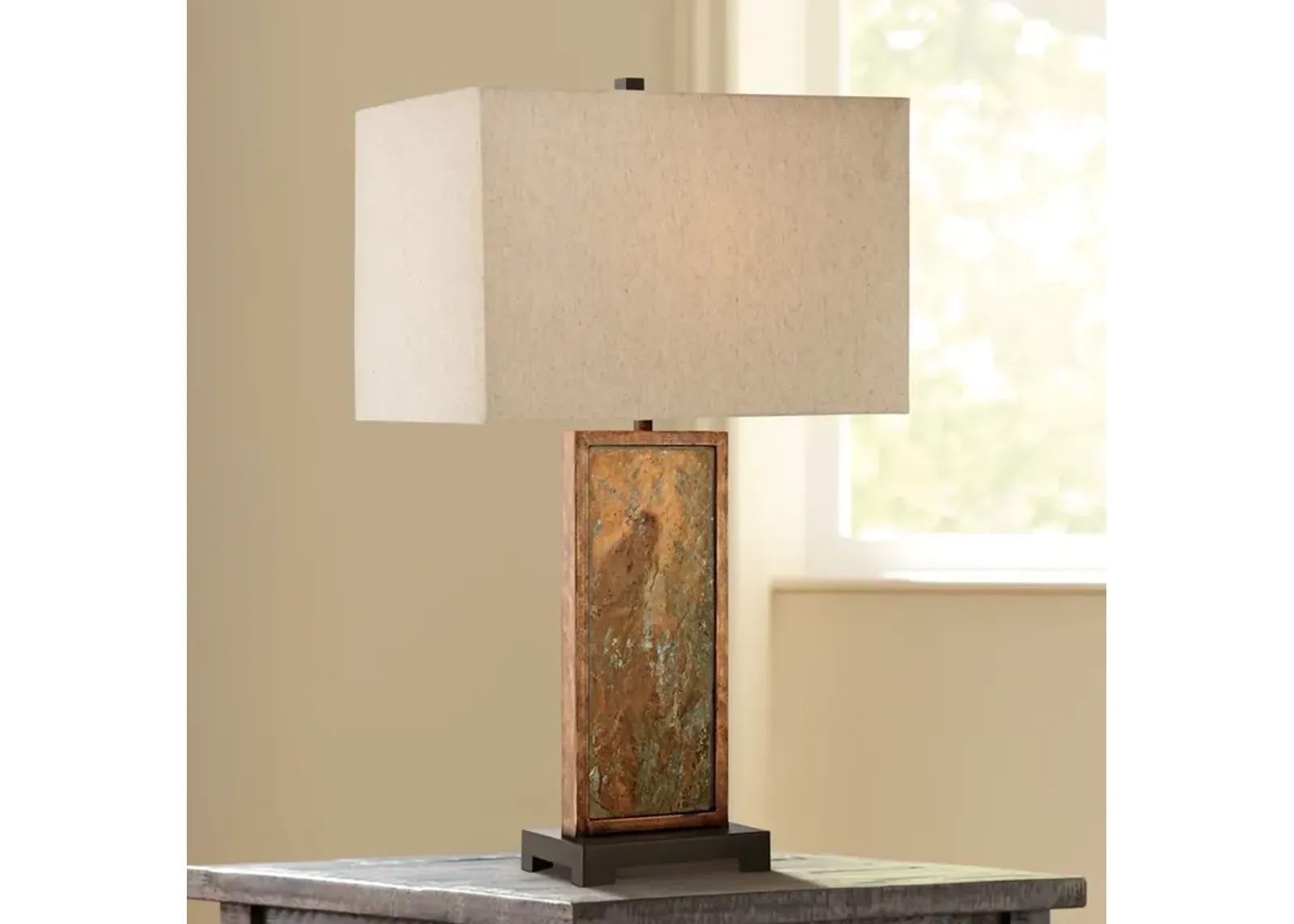 Franklin Iron Works Yukon 30" High Natural Stone Slate Table Lamp