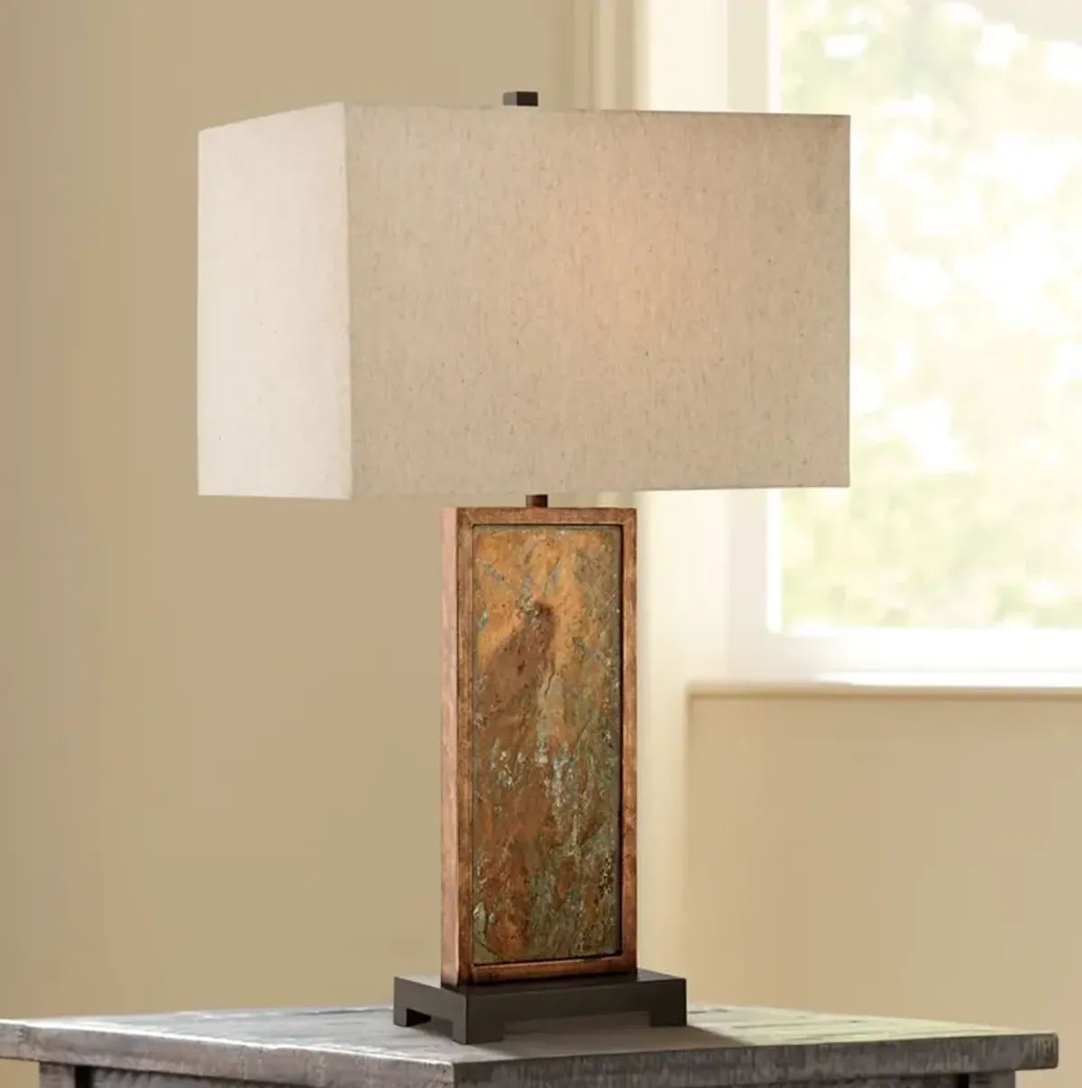 Franklin Iron Works Yukon 30" High Natural Stone Slate Table Lamp