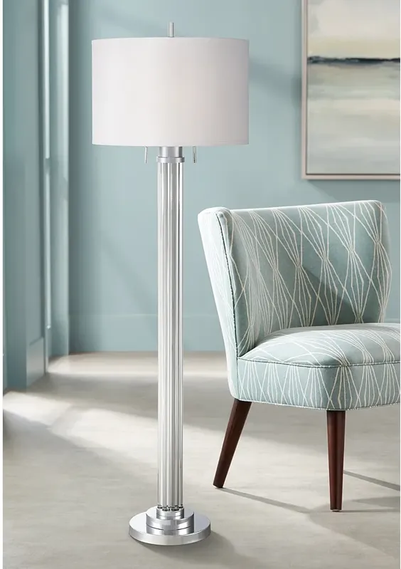 Possini Euro Cadence 62" Chrome Steel and Crystal Column Floor Lamp