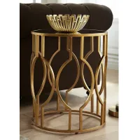 Fara 20" Wide Gold and Mirrored Top Round End Table