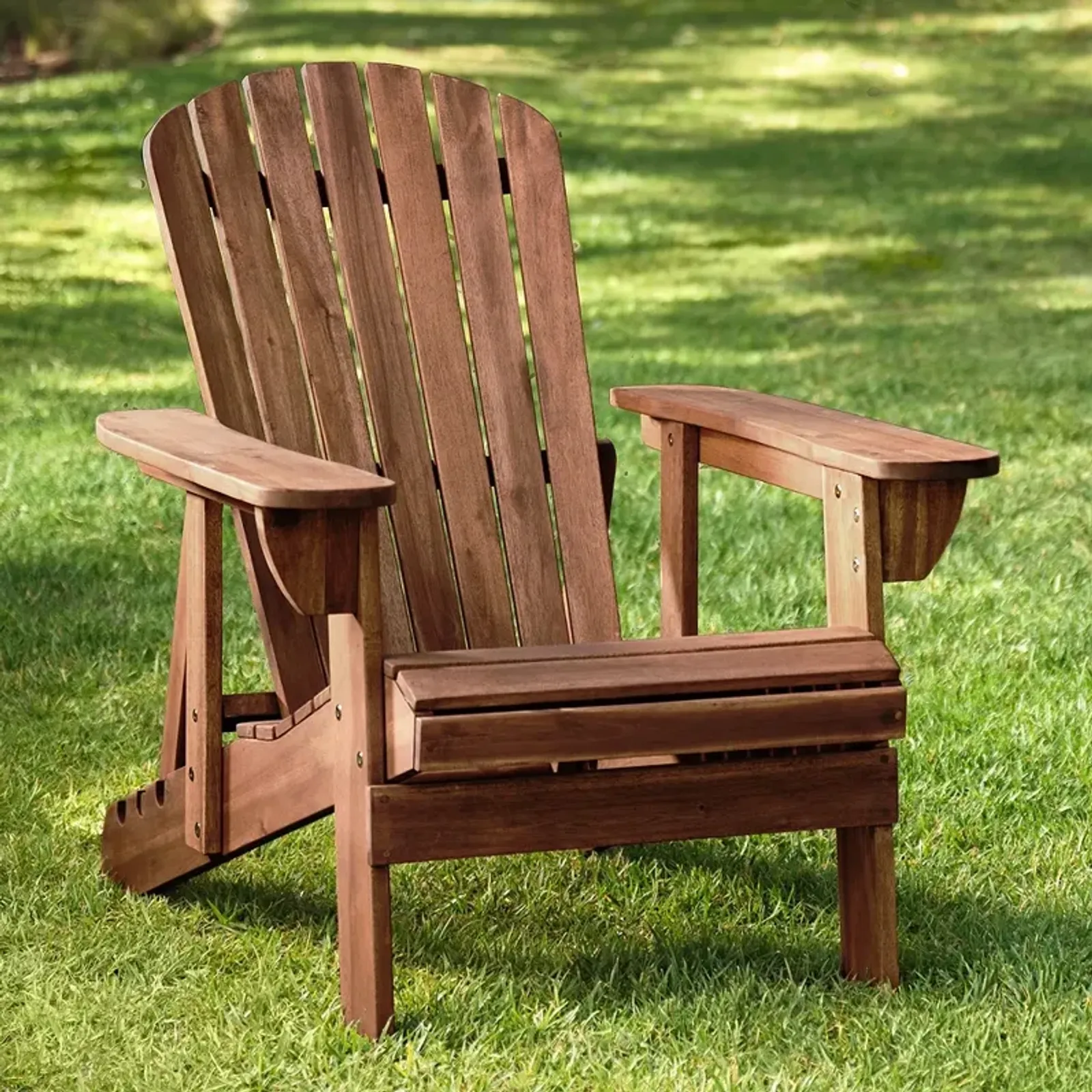 Fletcher Dark Wood Outdoor Reclining Adirondack Chair