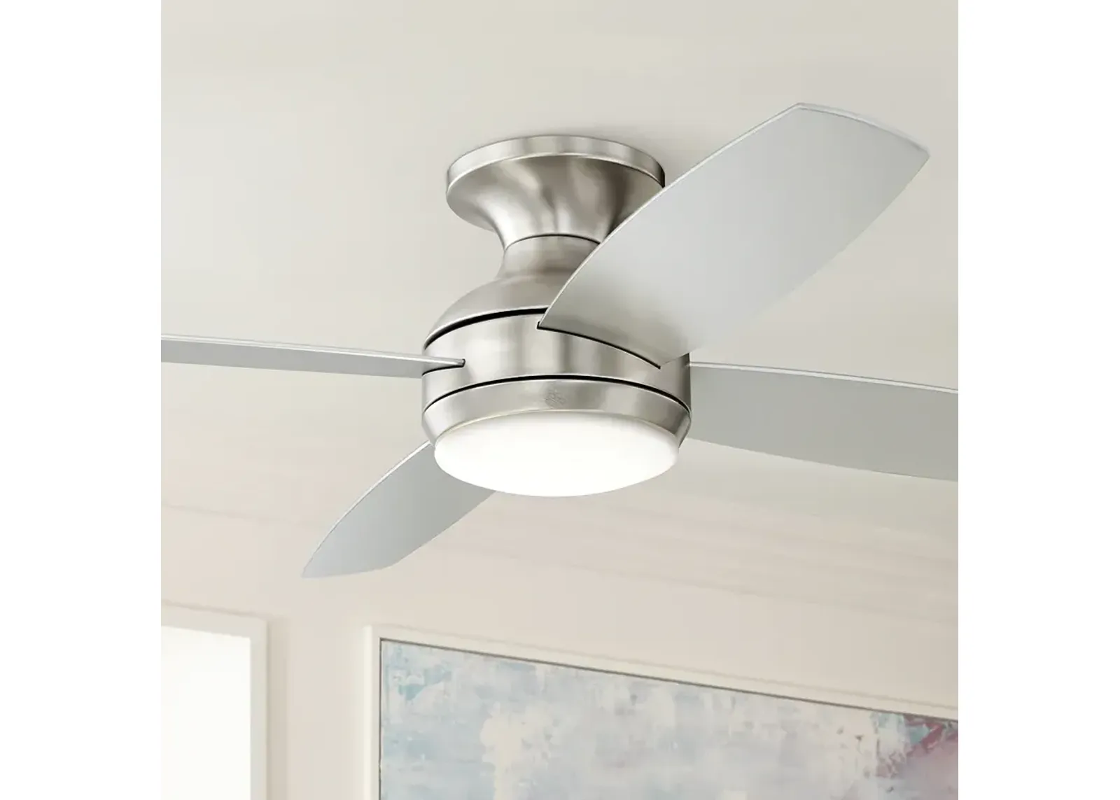 52" Casa Elite Brushed Nickel LED Hugger Ceiling Fan with Remote