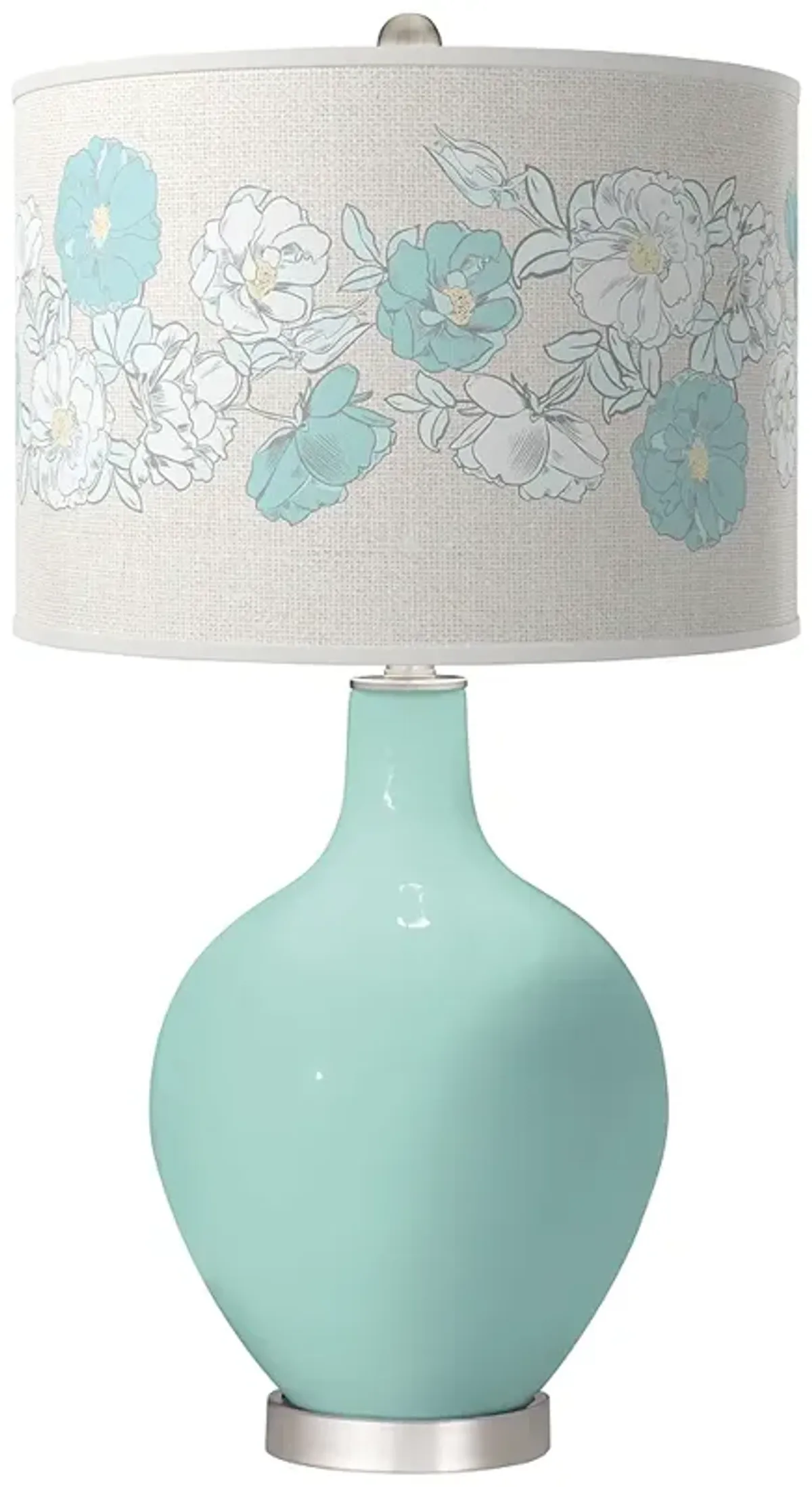 Color Plus Ovo 28 1/2" High Rose Bouquet Shade Cay Blue Table Lamp