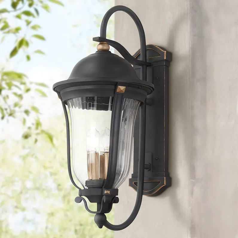 Peale Street 21 3/4" H Sand Coal and Vermeil Gold Outdoor Wall Light