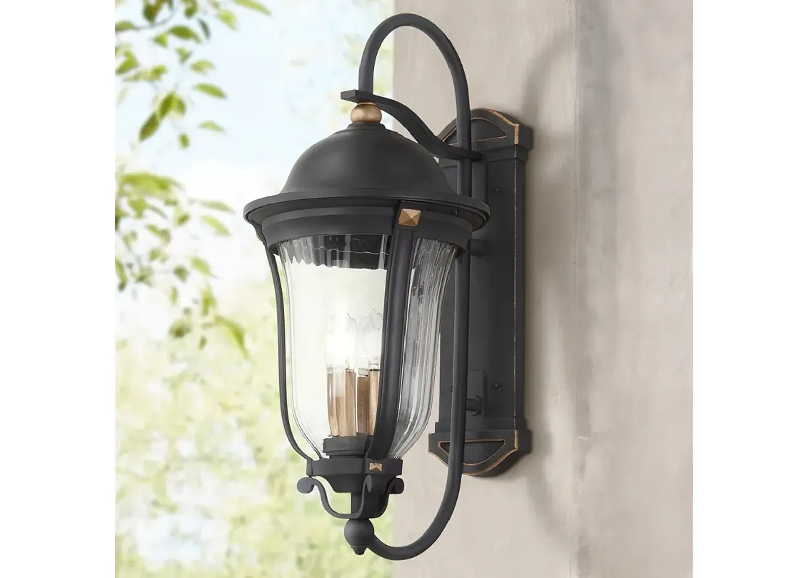 Peale Street 21 3/4" H Sand Coal and Vermeil Gold Outdoor Wall Light