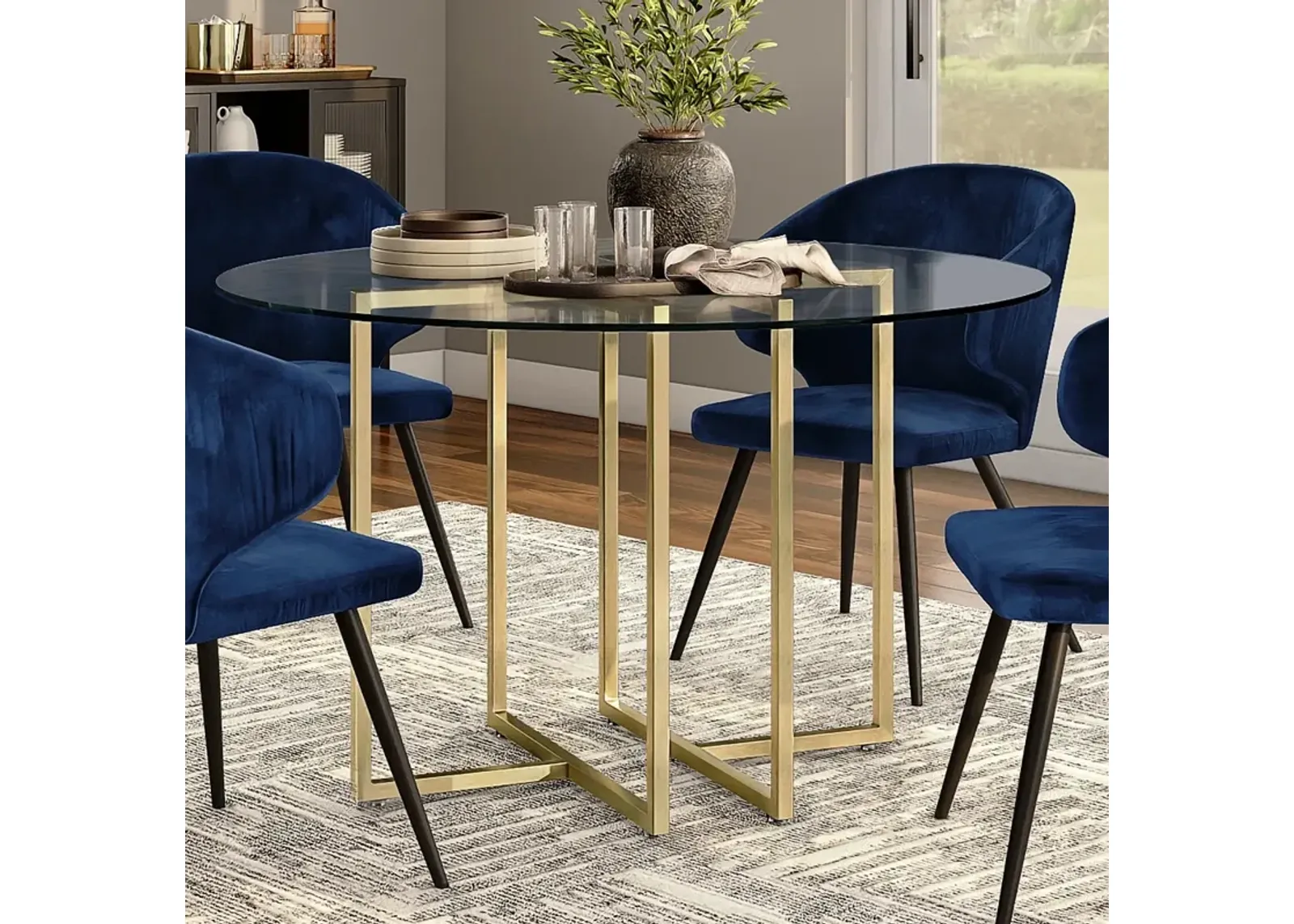 Legend 36" Wide Brushed Gold Round Dining Table