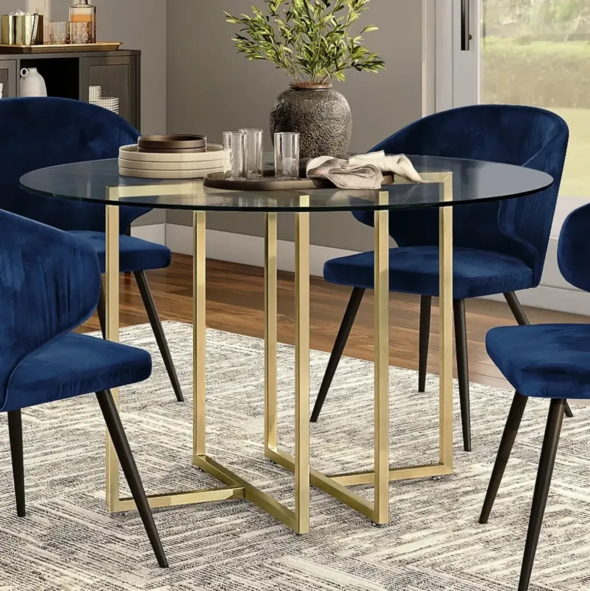 Legend 36" Wide Brushed Gold Round Dining Table