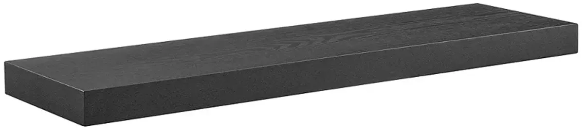 Barney 36" Wide Matte Black Wood Floating Wall Shelf