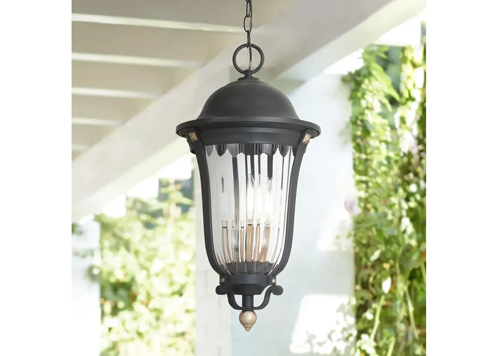 Peale Street 24 3/4"H Sand Coal and Vermeil Gold Outdoor Hanging Light