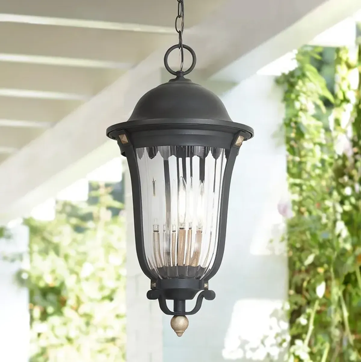 Peale Street 24 3/4"H Sand Coal and Vermeil Gold Outdoor Hanging Light