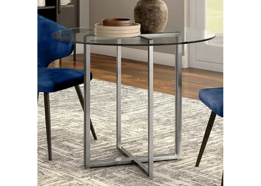 Legend 36" Wide Brushed Steel Round Dining Table