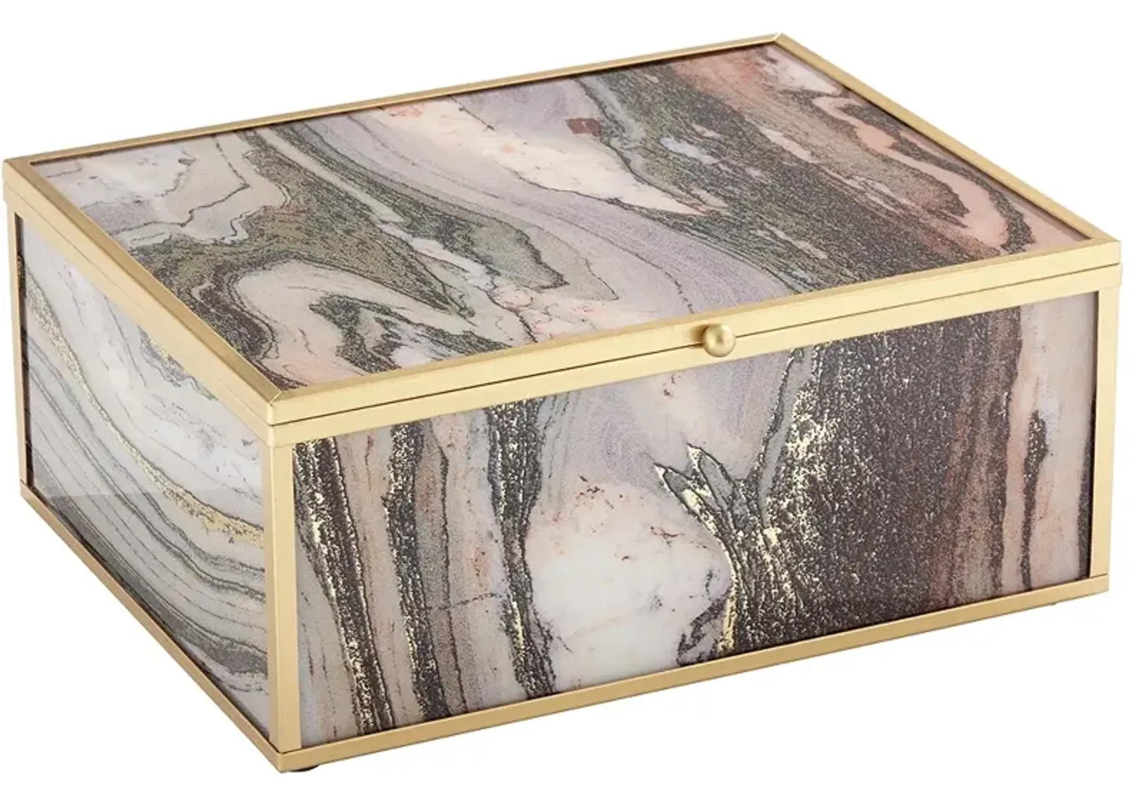 Brown and Gray Marble Glass 9" Wide Decorative Box