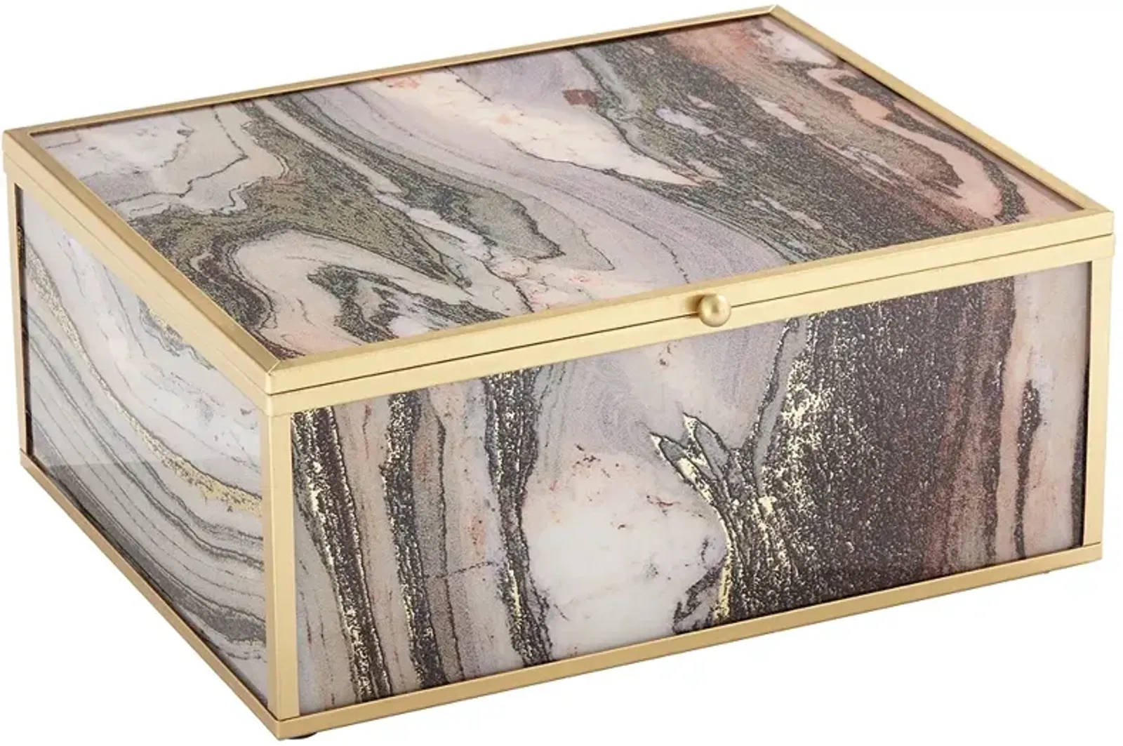 Brown and Gray Marble Glass 9" Wide Decorative Box