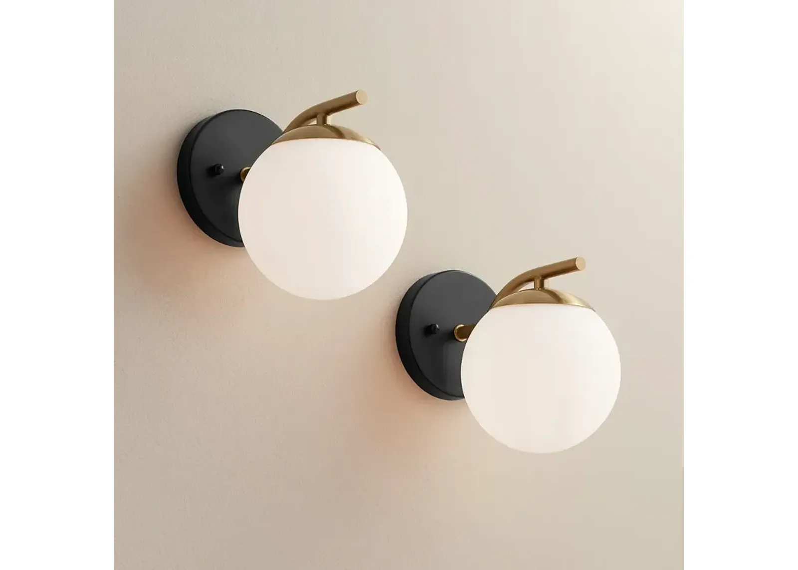 Possini Euro Kamara 7 3/4"H Gold and Black Wall Sconce Set of 2