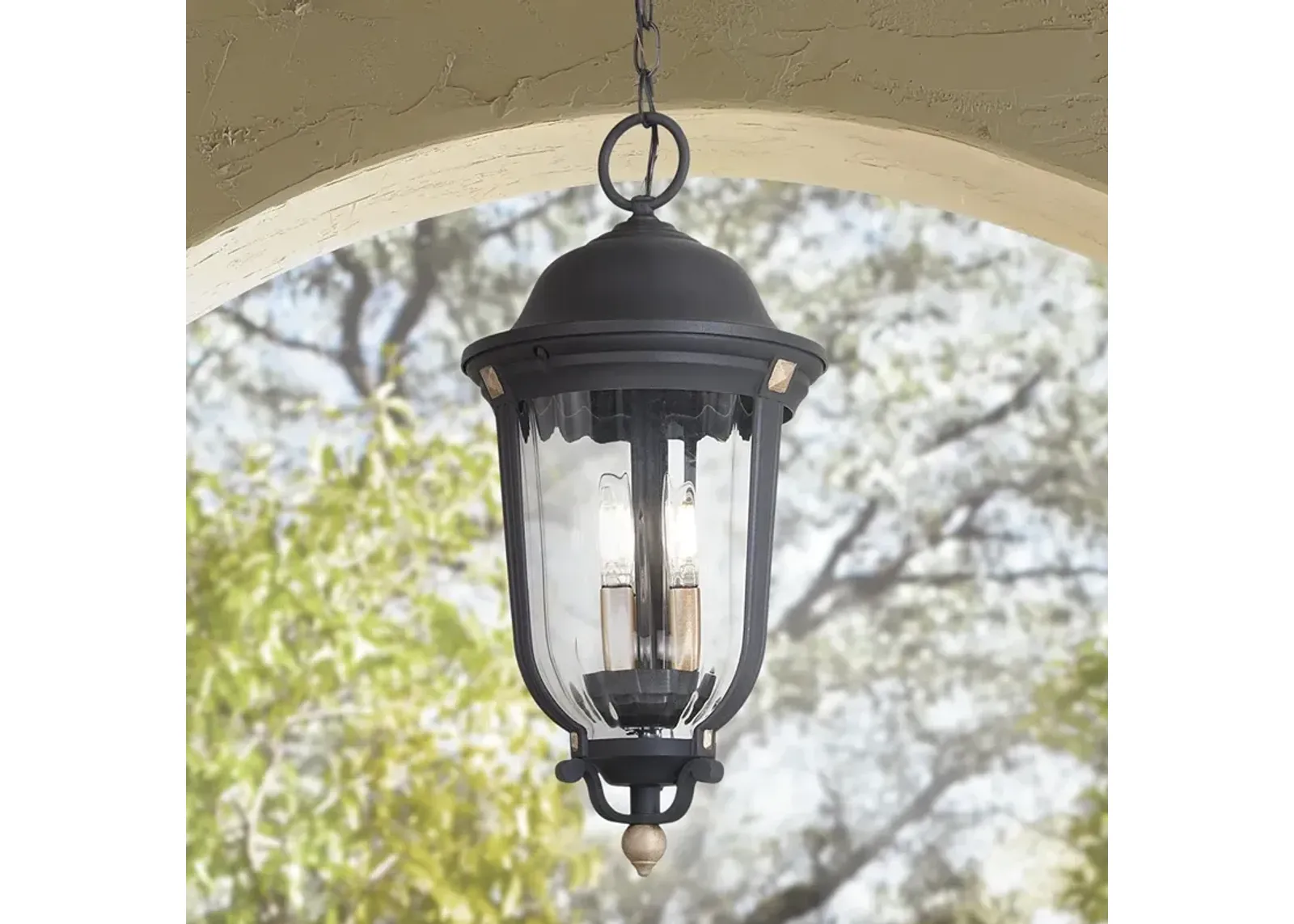 Peale Street 20" High Sand Coal and Vermeil Gold Outdoor Hanging Light