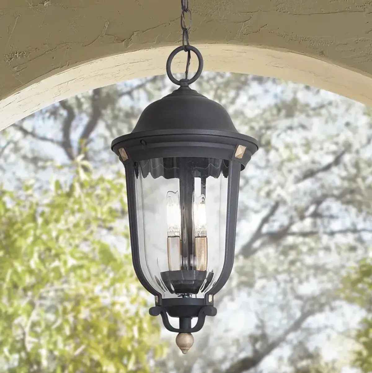 Peale Street 20" High Sand Coal and Vermeil Gold Outdoor Hanging Light