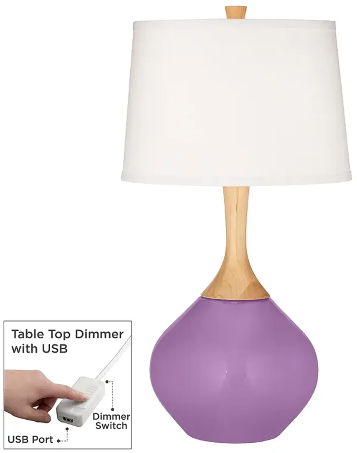 Color Plus Wexler 31" African Violet Purple Table Lamp with USB Dimmer