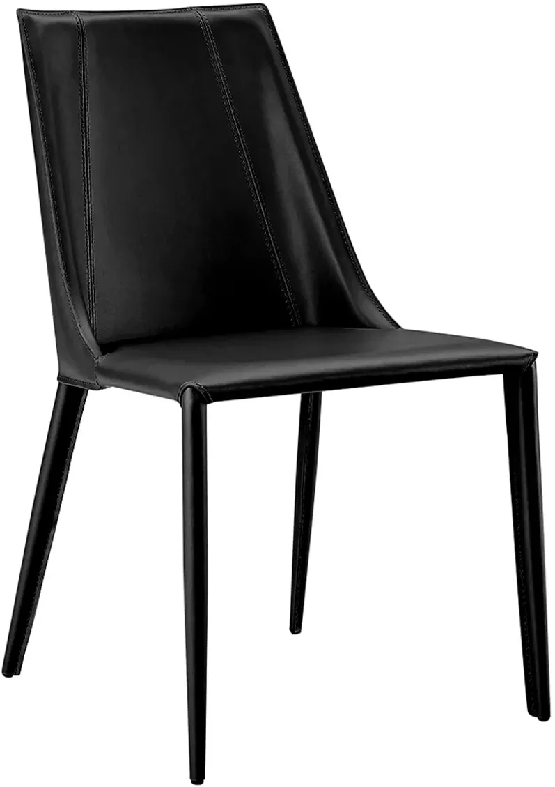 Kalle Black Leather Armless Side Chair