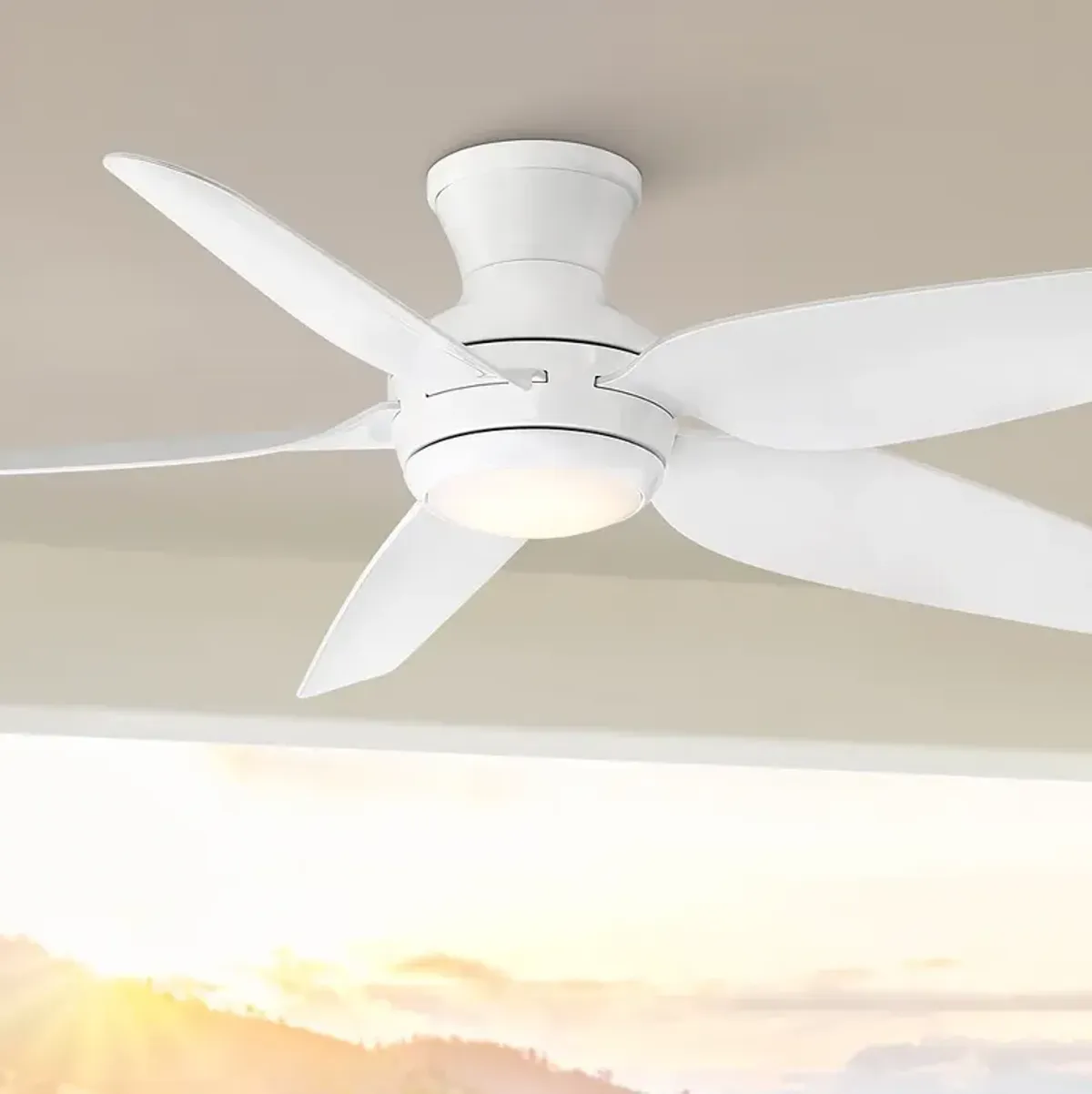 52" Casa Vieja Del Diego White LED Indoor/Outdoor Hugger Ceiling Fan