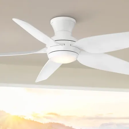 52" Casa Vieja Del Diego White LED Indoor/Outdoor Hugger Ceiling Fan