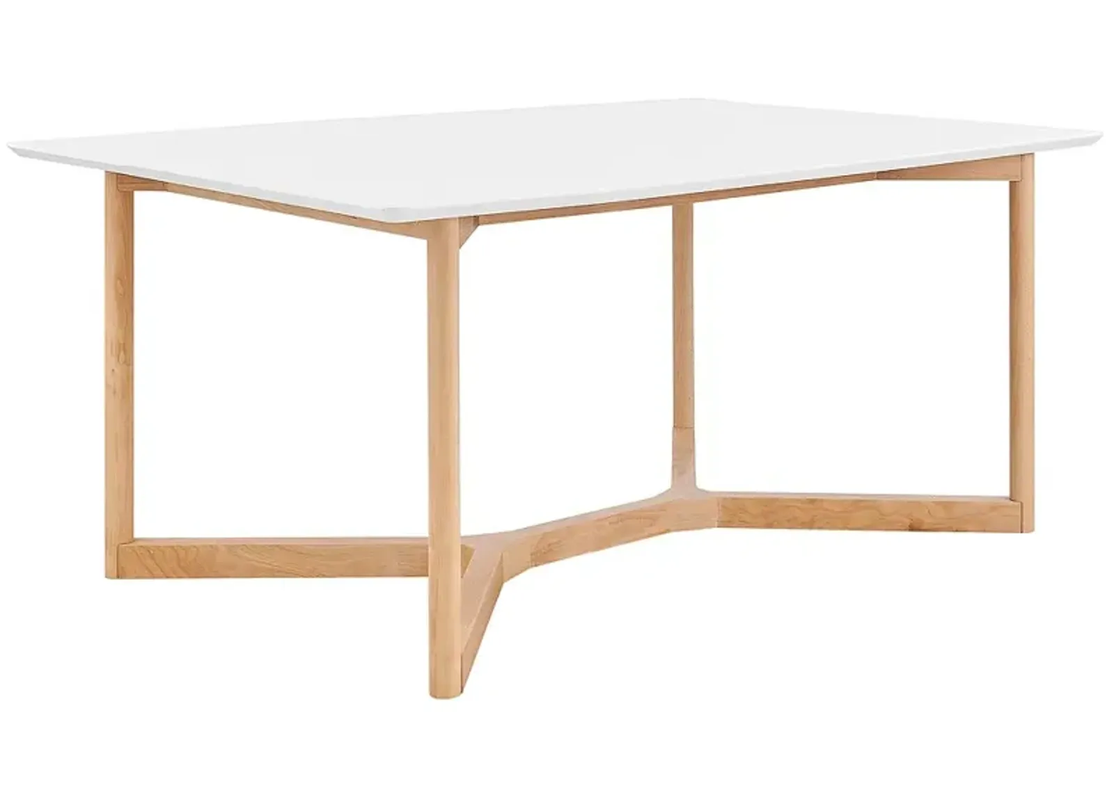 Aren 63" Wide Matte White Natural Wood Dining Table