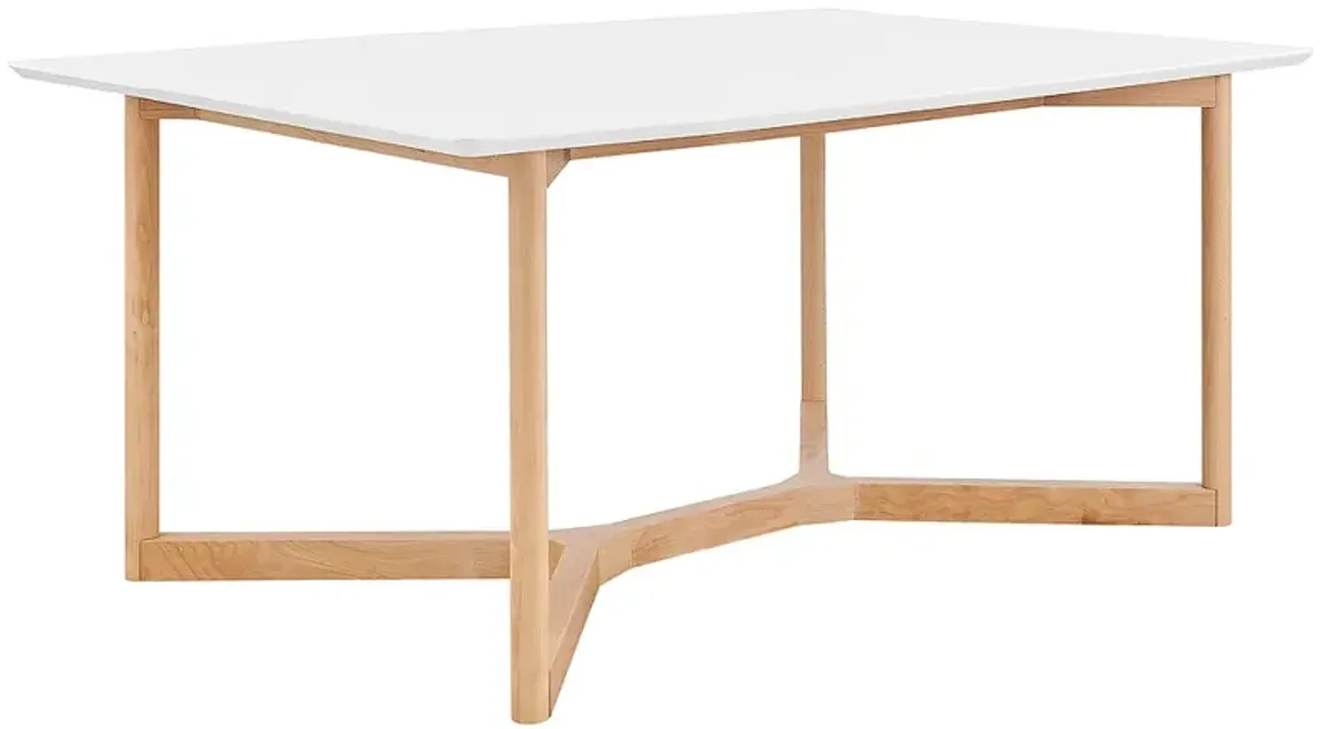 Aren 63" Wide Matte White Natural Wood Dining Table