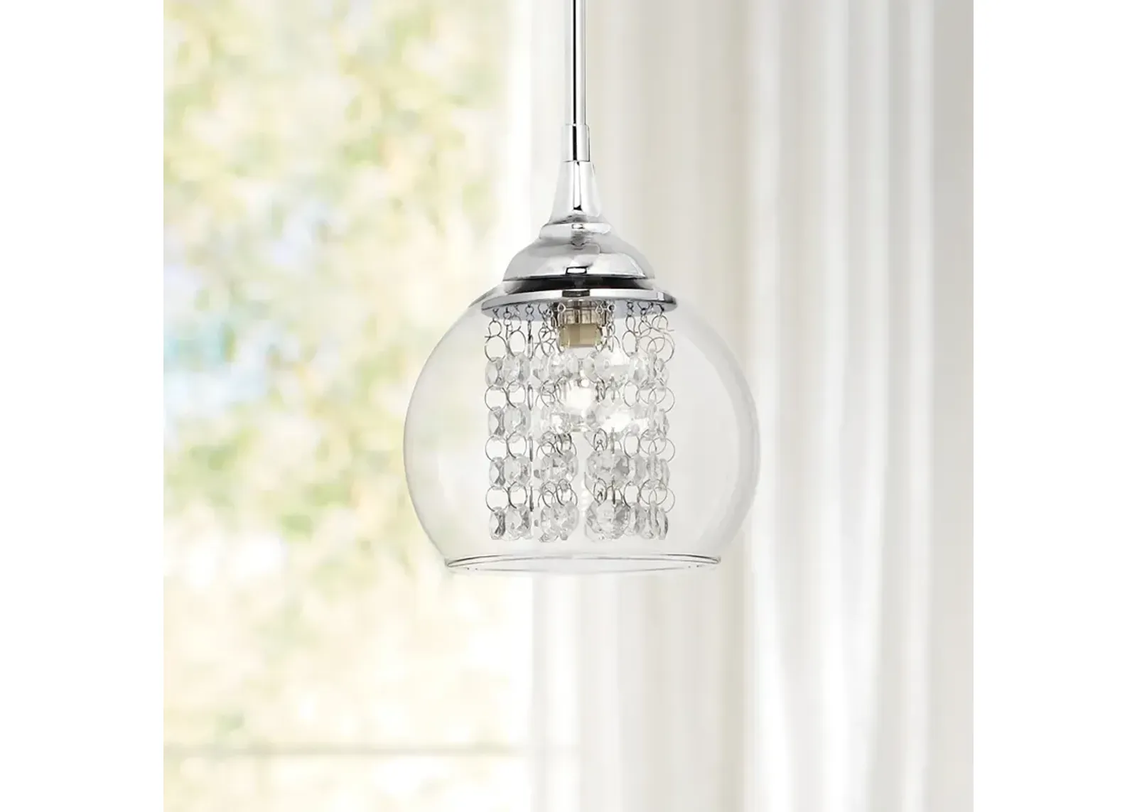 Possini Euro Encircled 6" Wide Crystal Glass Modern LED Mini Pendant