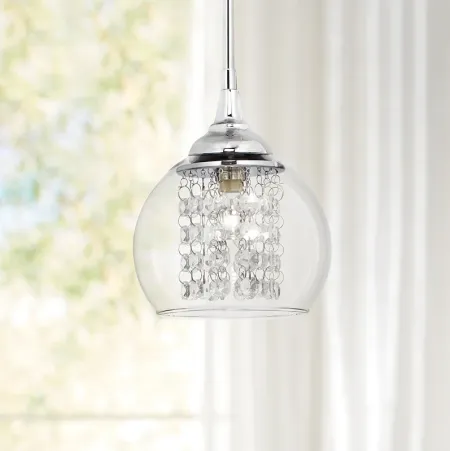 Possini Euro Encircled 6" Wide Crystal Glass Modern LED Mini Pendant