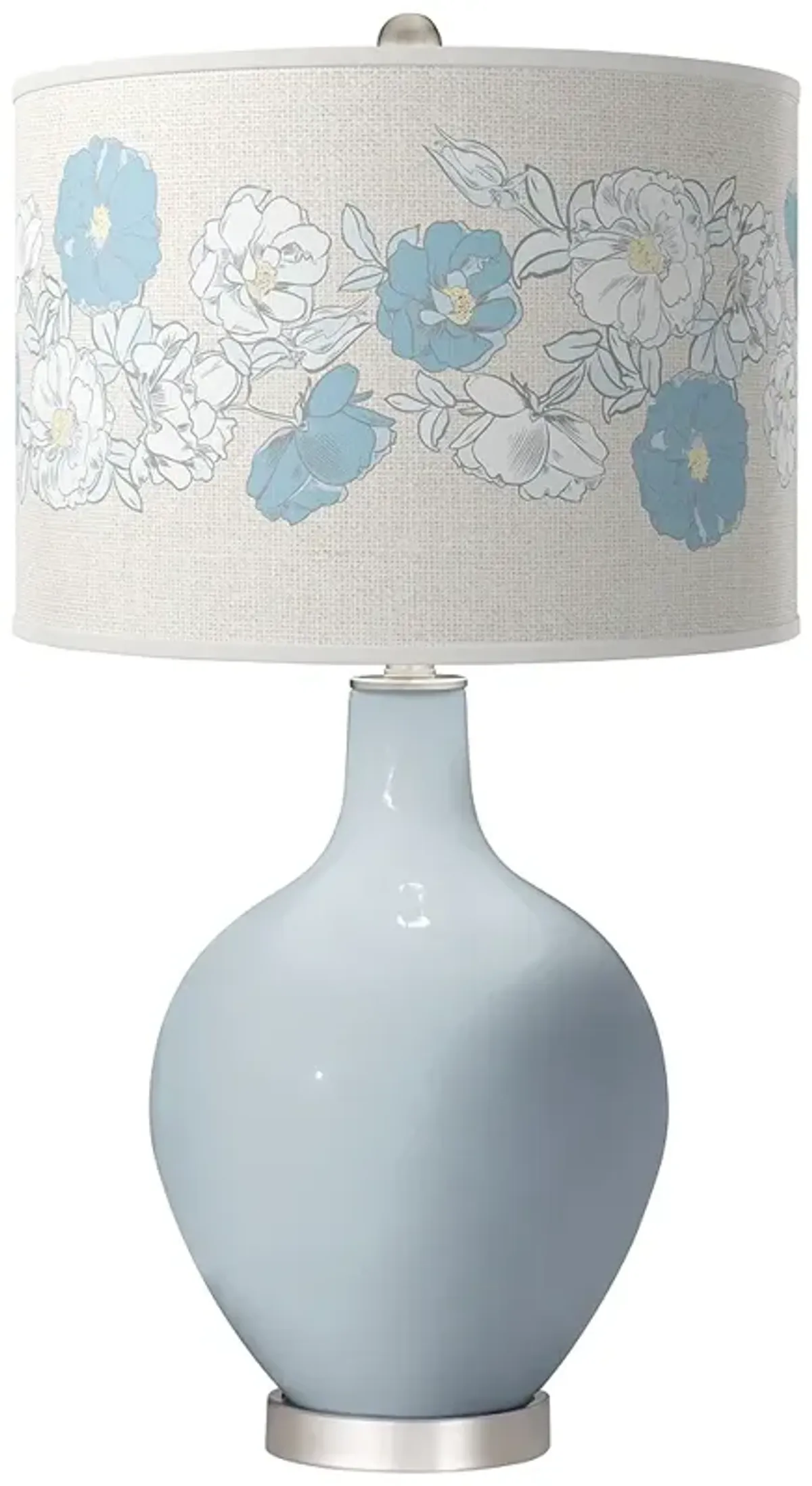 Color Plus Ovo 28 1/2" Rose Bouquet Shade Take Five Blue Table Lamp