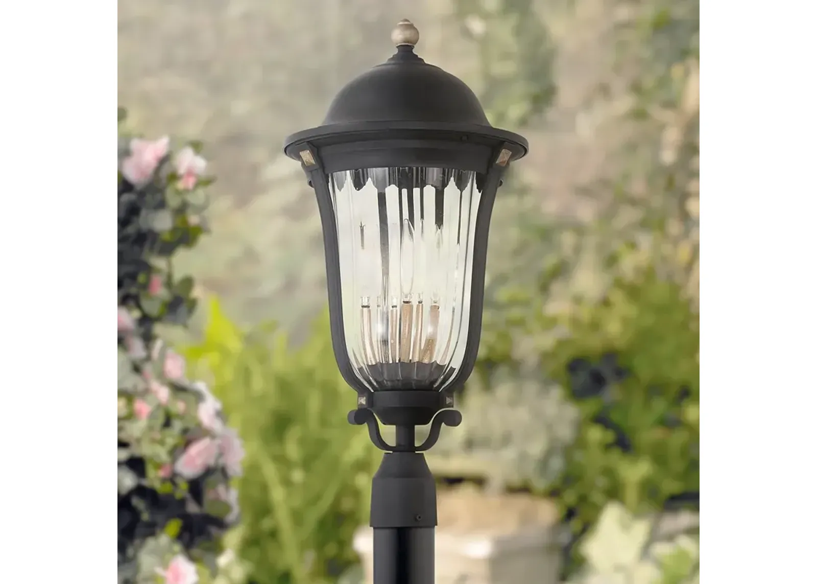 Peale Street 25" High Sand Coal and Vermeil Gold Outdoor Post Light