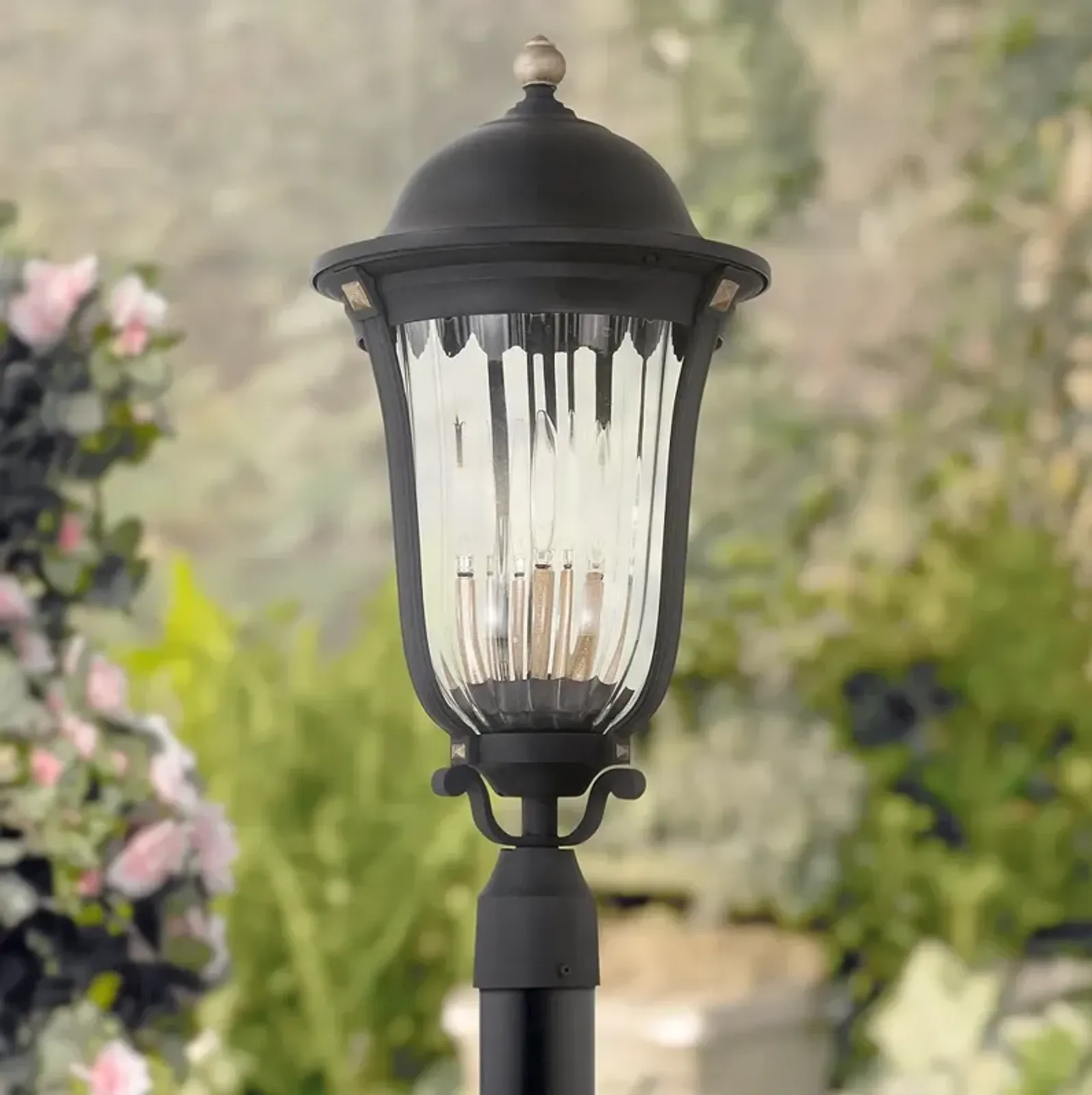 Peale Street 25" High Sand Coal and Vermeil Gold Outdoor Post Light