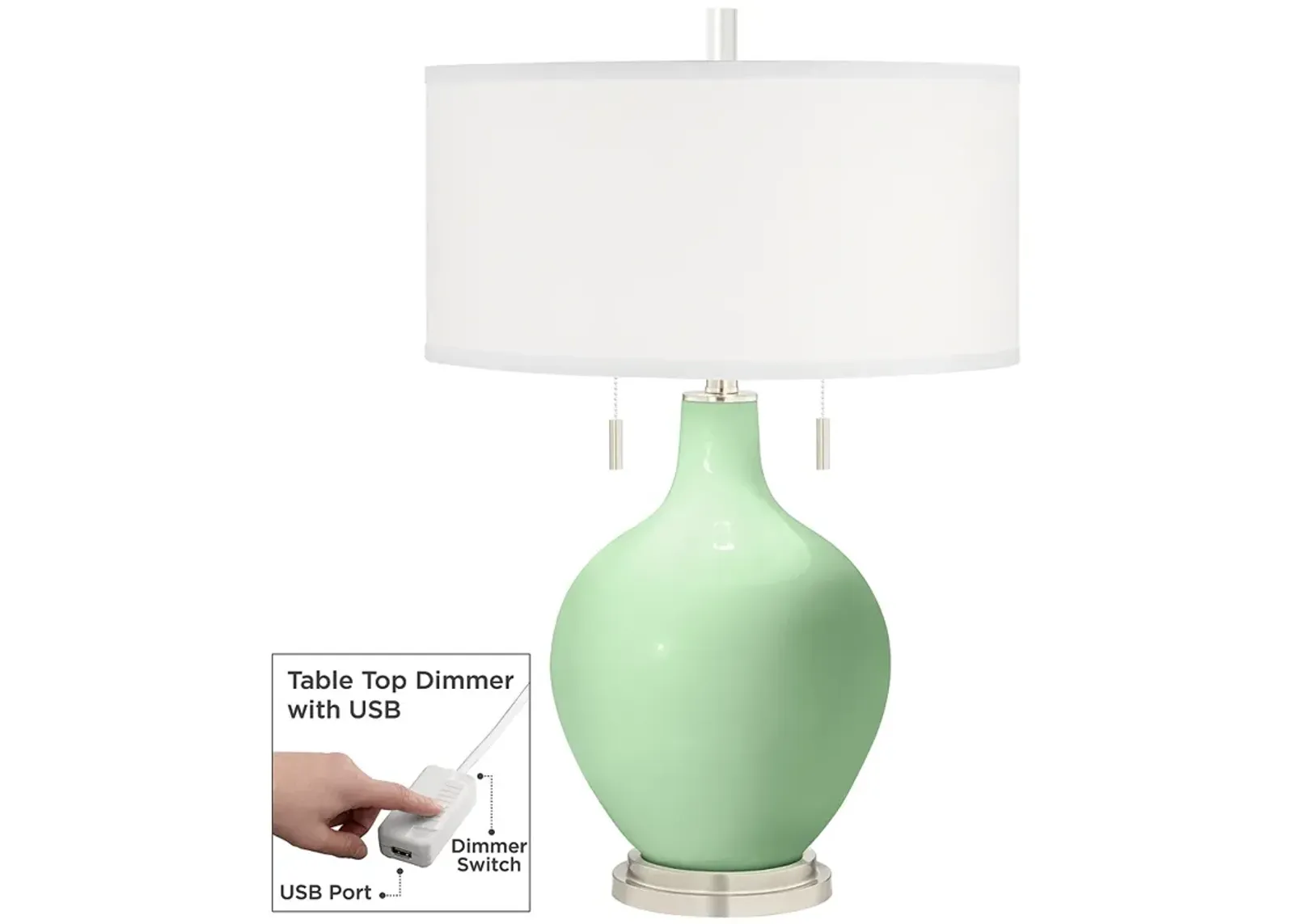 Color Plus Toby 28" High Flower Stem Green Table Lamp with USB Dimmer