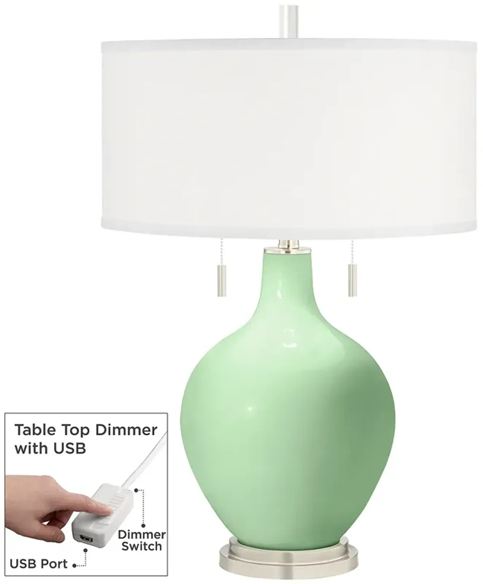 Color Plus Toby 28" High Flower Stem Green Table Lamp with USB Dimmer