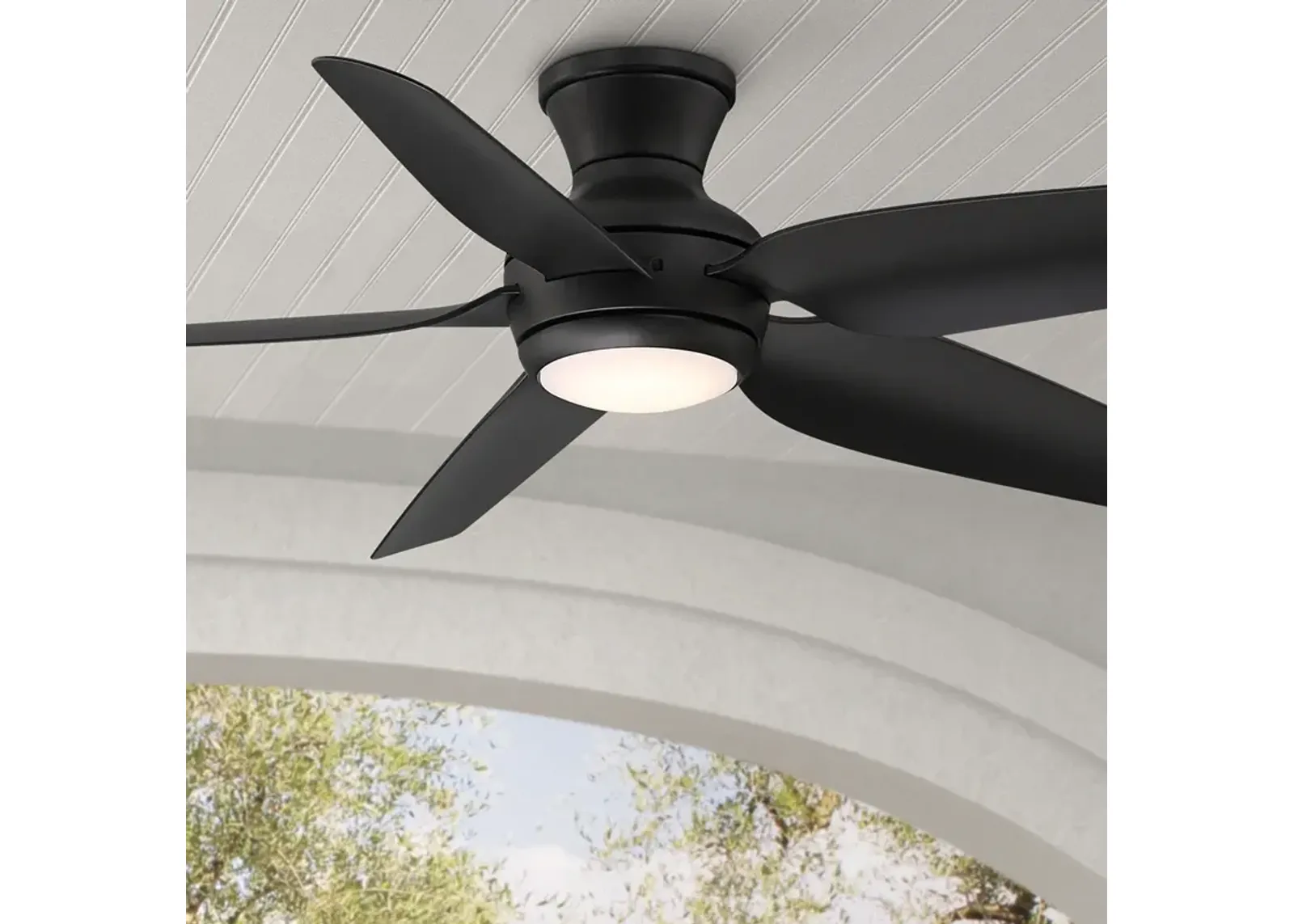 52" Casa Vieja Del Diego Black Damp Rated Hugger Fan with Remote