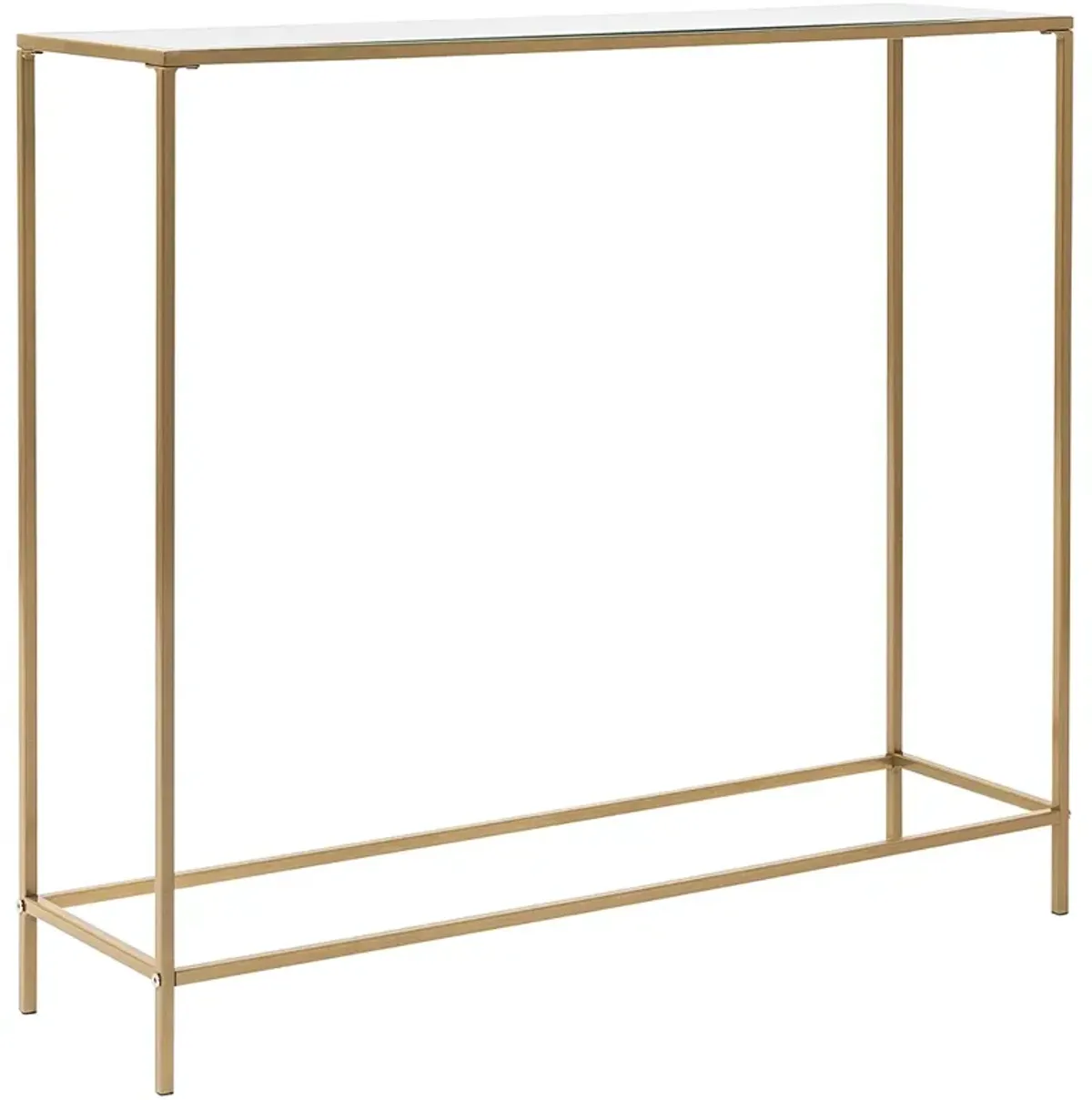 Arvi 36"W Clear Glass Brass Metal Rectangular Console Table