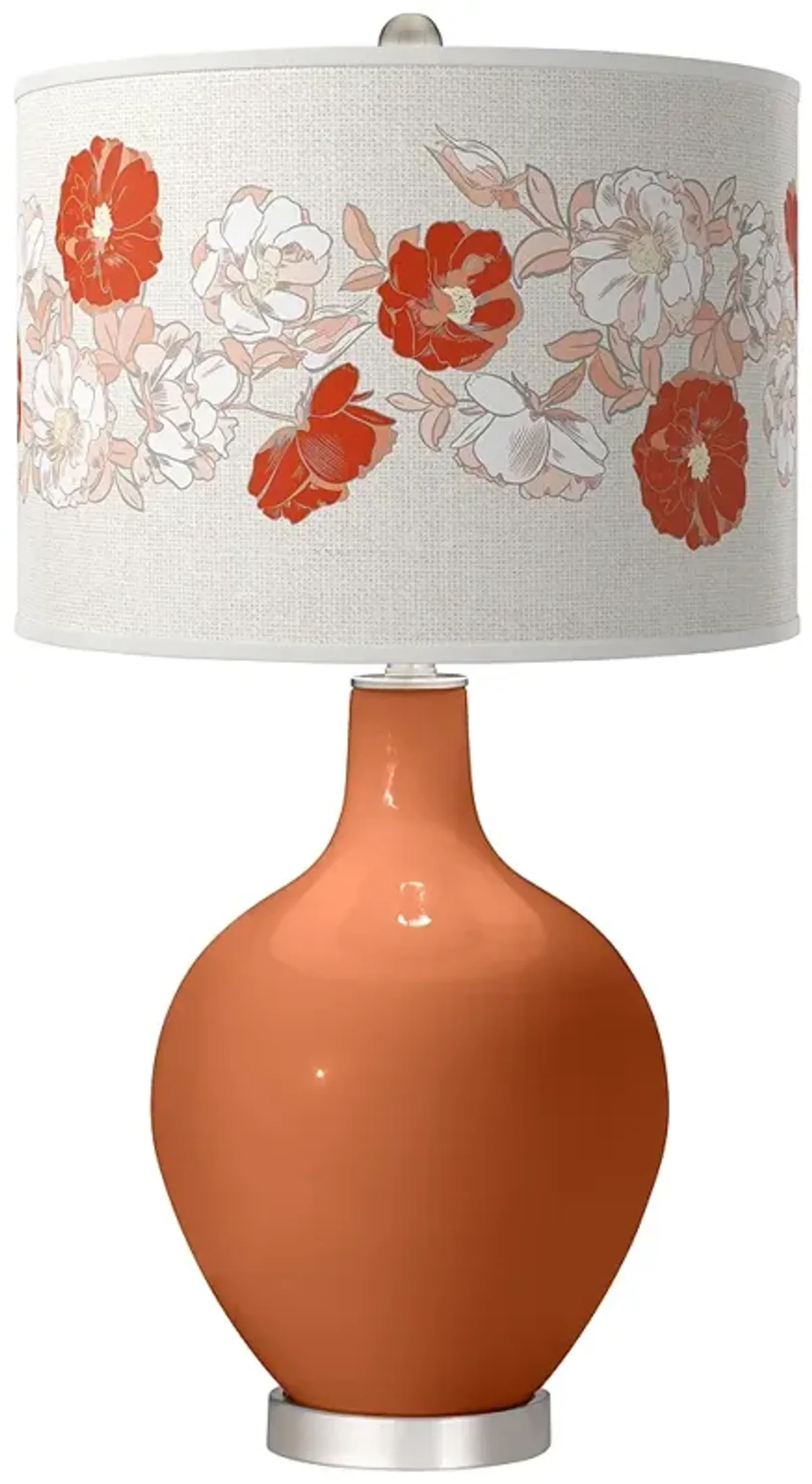 Color Plus Ovo 28 1/2" Rose Bouquet Shade Robust Orange Table Lamp