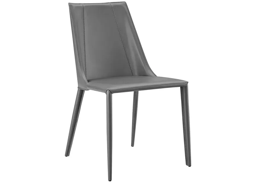 Kalle Gray Leather Armless Side Chair