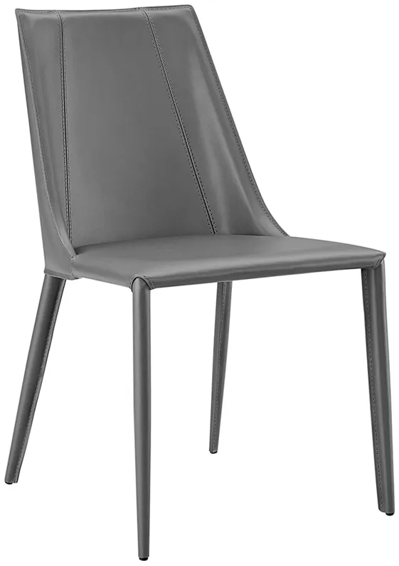Kalle Gray Leather Armless Side Chair