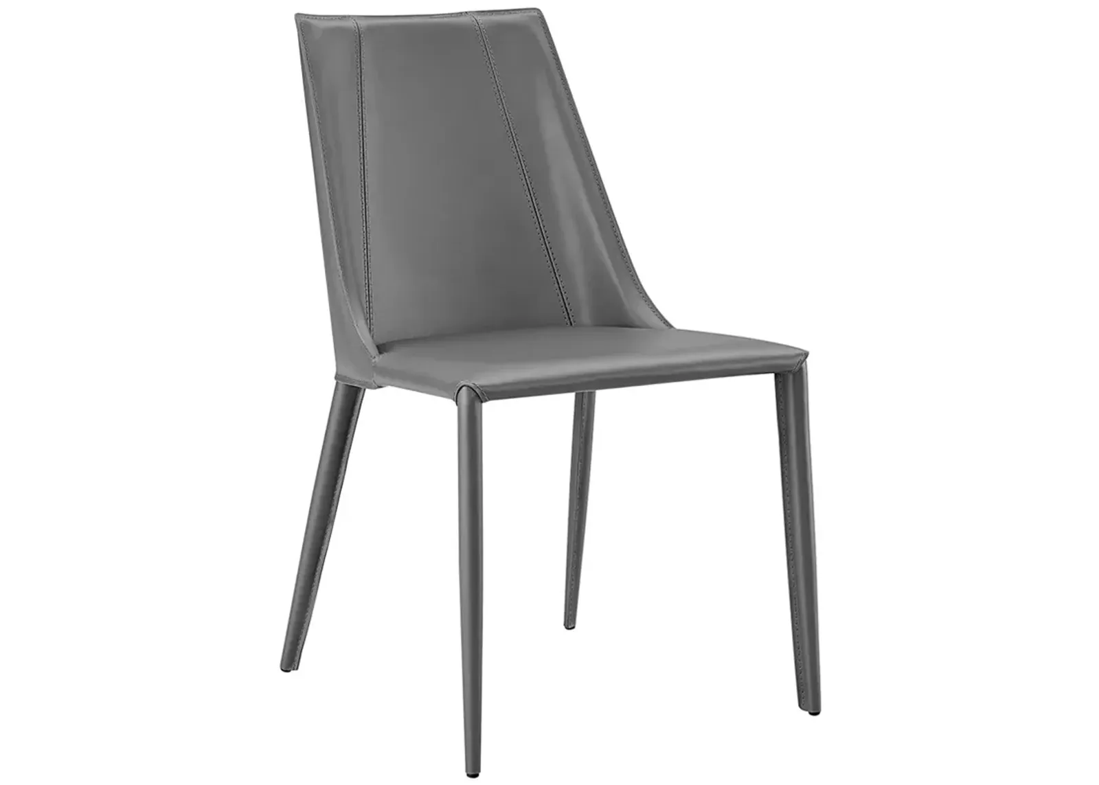 Kalle Gray Leather Armless Side Chair