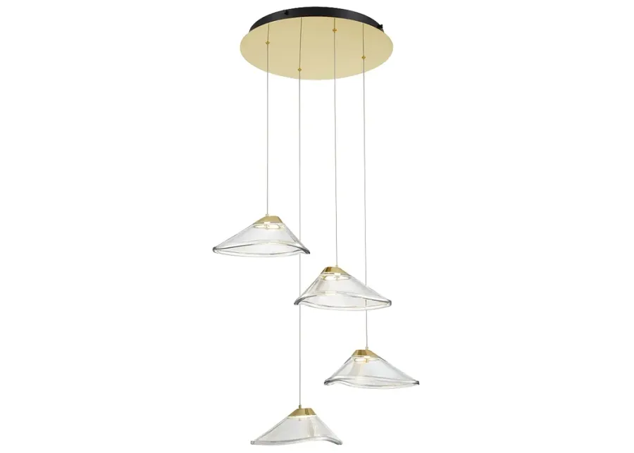 George Kovacs Sneer 4-Light LED Coal and Sun Gold Pendant