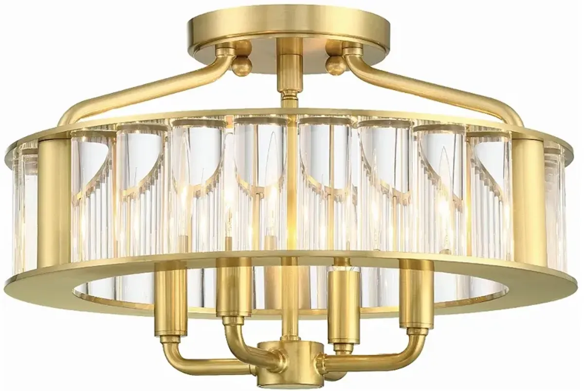 Libby Langdon for Crystorama Farris 4 Light Aged Brass Ceiling Mount