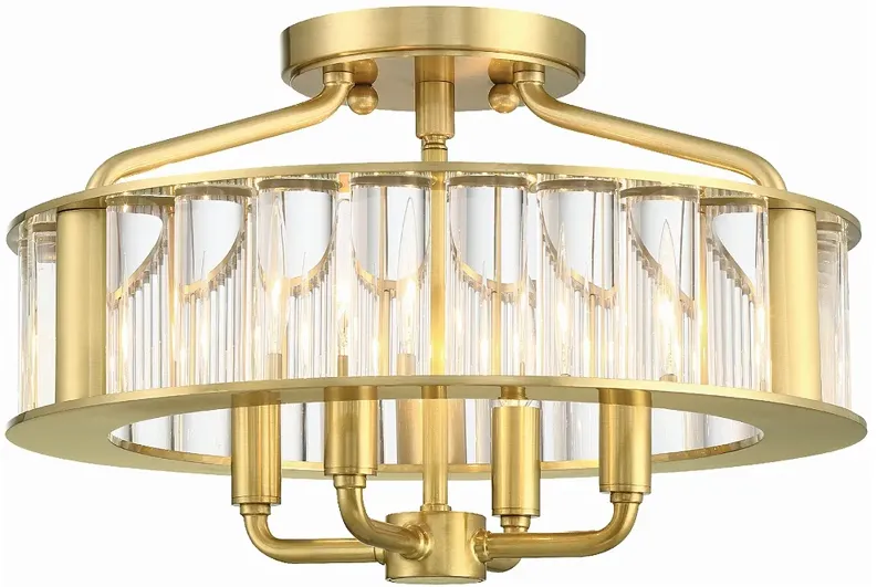 Libby Langdon for Crystorama Farris 4 Light Aged Brass Ceiling Mount