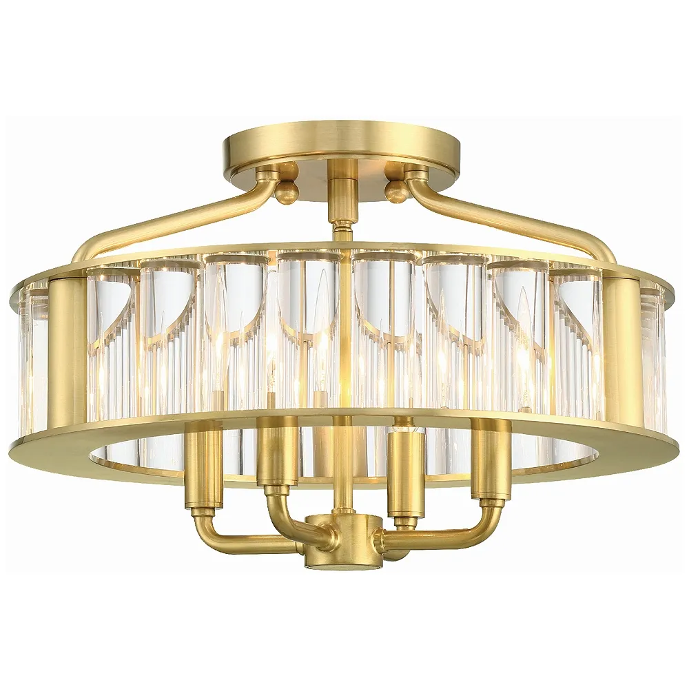 Libby Langdon for Crystorama Farris 4 Light Aged Brass Ceiling Mount