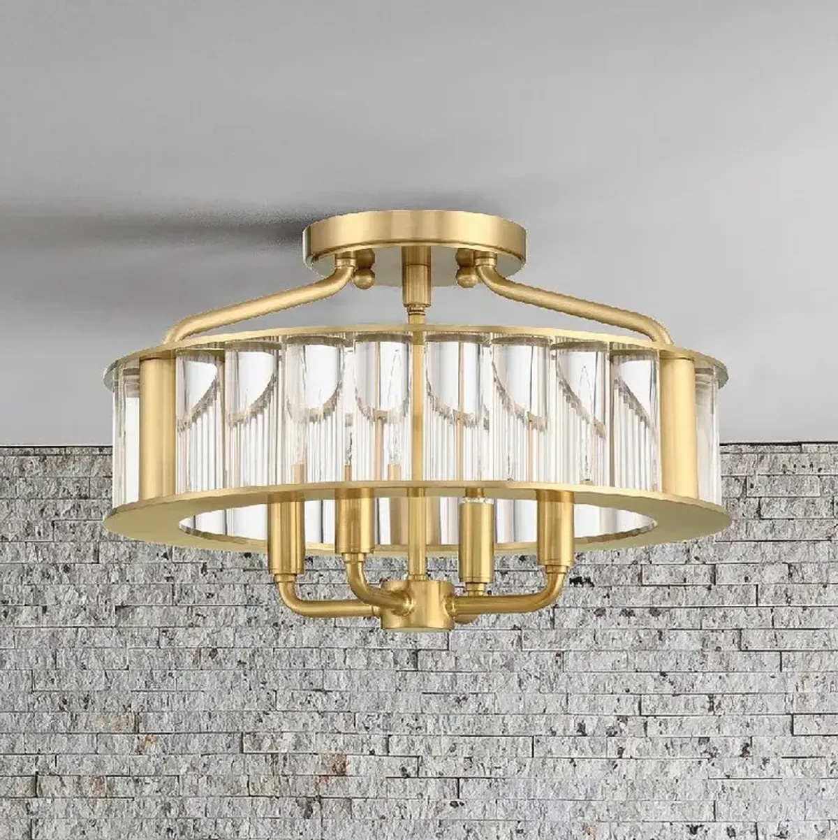 Libby Langdon for Crystorama Farris 4 Light Aged Brass Ceiling Mount